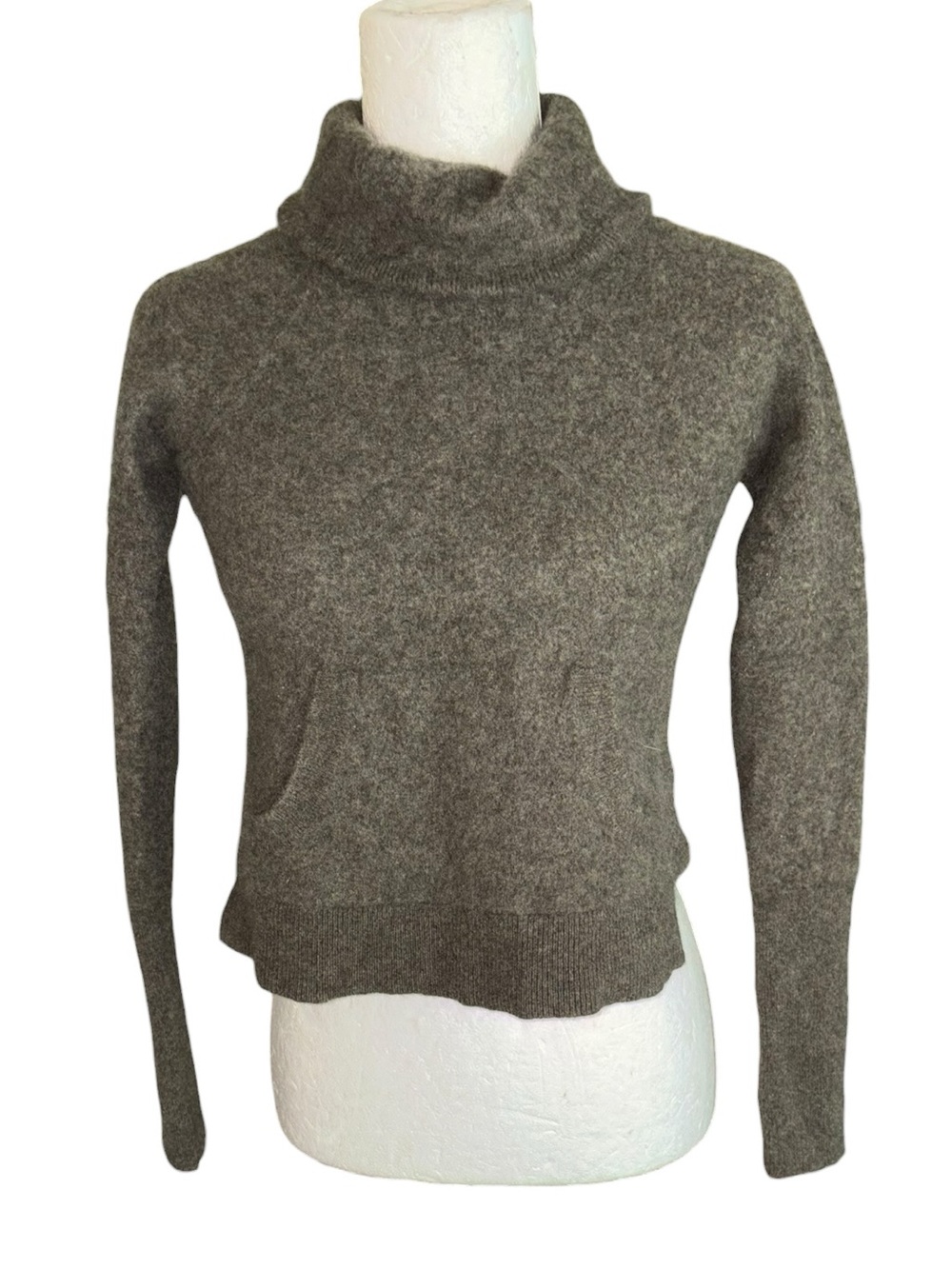Veronica Beard Oliver Cashmere Funnel Neck Cropped Sweater in Army Green - S - Picture 5 of 14